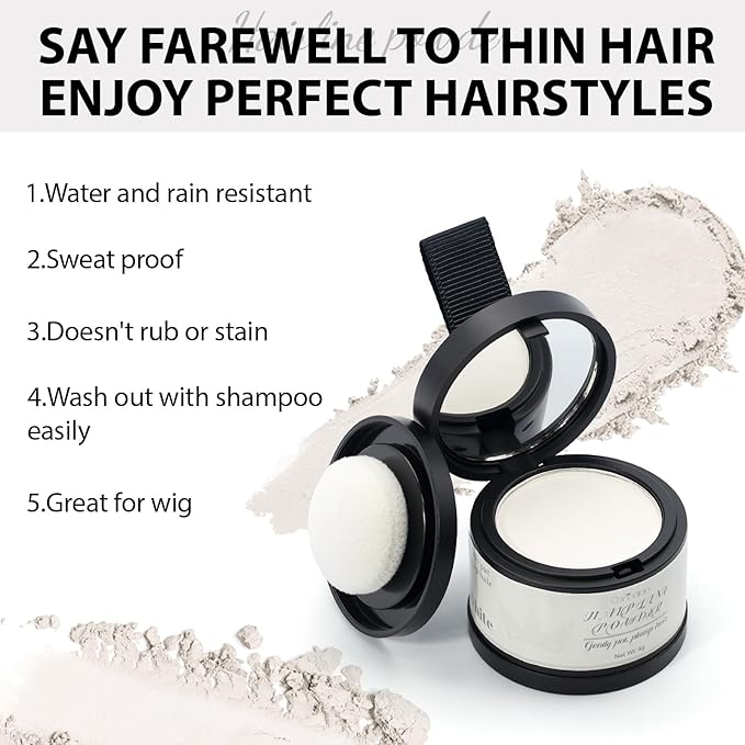 2 Pack Hairline Powder for Women and Men, Used to Root Touch Up Hair Color, Thinning and Gray Hair Coverage and Bald Spots Coverage, White