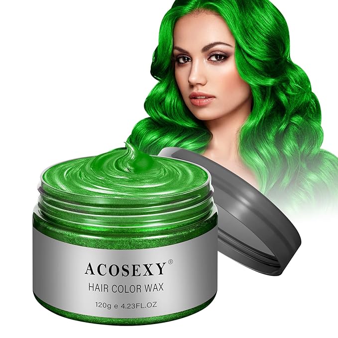 Green Wax Hair Color, Natural Hair Strong Style Gel Cream Hair Dye, Instant Hairstyle Mud Cream for Party, Cosplay, Masquerade etc.