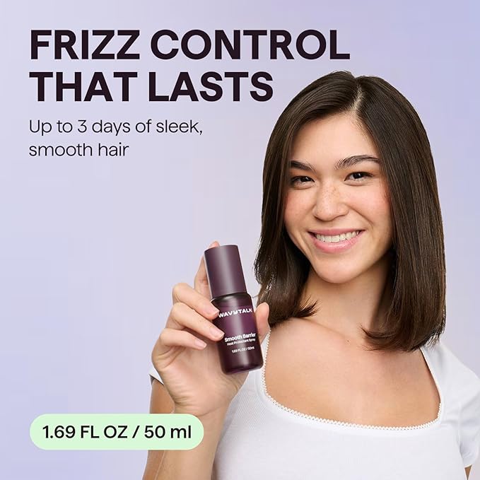 wavytalk Smooth Barrier Heat Protectant Spray for Hair, Thermal Protection Spray for All Hair Tools to Smooth&Hydrate, Up to 450℉ Protection, Damage Repair&Frizz Control, 1.69 Fl Oz