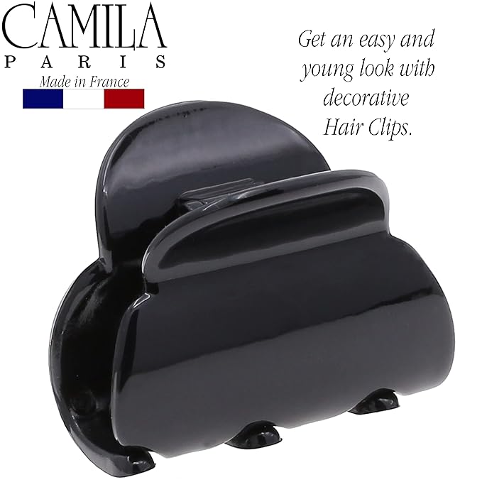 Camila Paris CP3291 French Hair Clip for Women, Small Black Girls Hair Claw Clips Fashion Durable Hair Accessories for Women, Luxury Ladies Strong Hold No Slip Grip Clamp, Made in France