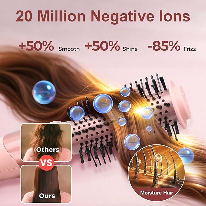 9-in-1 Multi Hair Styler | Air Styling & Drying System | Powerful Blow-Dry Brush | Heat Damage-Free | L/R Automatic Wrap Curlers, Oval Comb, Round Brush, Comb, Flat Nozzle & Storage Pouch