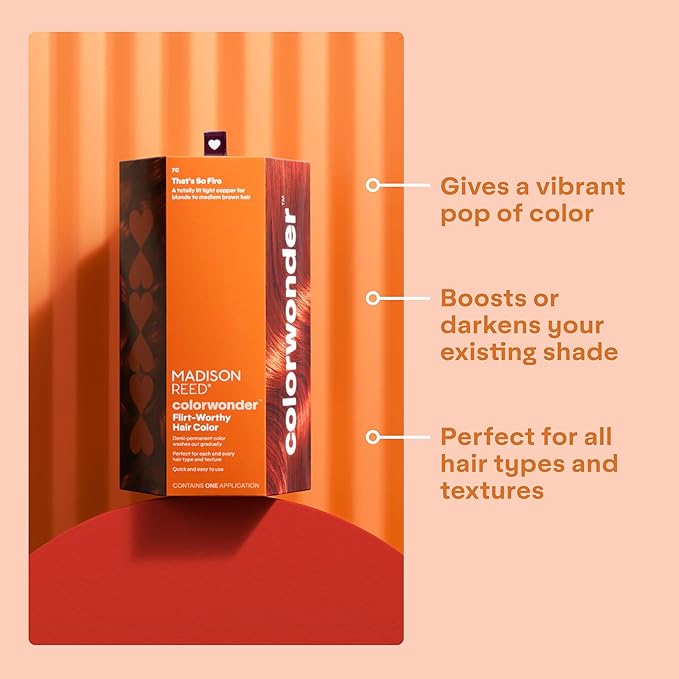 Madison Reed colorwonder Demi-Permanent Hair Color, Effortless At-Home Hair Dye, Ammonia-Free, Cruelty-Free, That's So Fire (7C Light Copper), Pack of 2