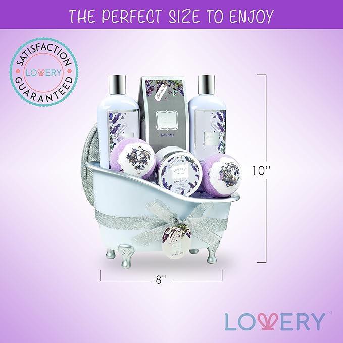 Christmas Gift Baskets for Women Bath Gift Set for Women, Bath and Body Spa Set Lavender and Jasmine with Large Bath Bombs, Salts, Shower Gel, Body Butter Lotion, Bath Oil, Bubble Bath, Loofah & More
