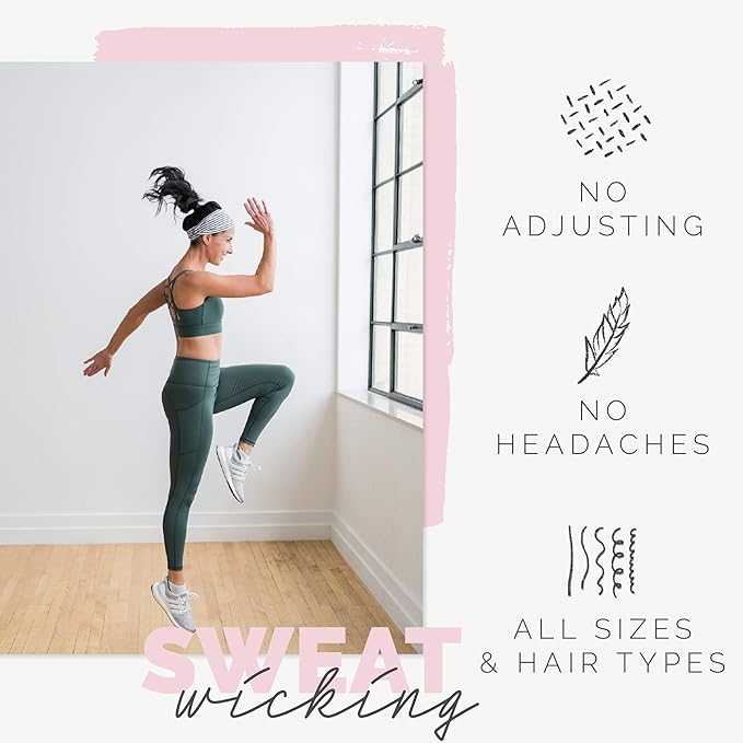 Maven Thread 4" Wide Workout Headbands for Women (2 Pack) – Non-Slip Sweatbands for Gym, Running & Yoga