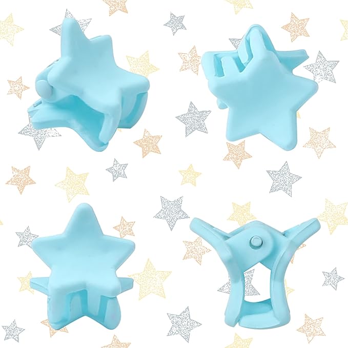 JANYUN 50 Pcs Colorful Star Mini Hair Claw Clips Clamps Accessories for Baby Toddler Girls Decorative Bun Thin Hair, Assorted Colors (Star)