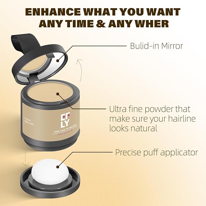 Root Touch Up Hair Color Powder For Concealing Hair Loss & Thinning, Gray Hair Shadow Powder Root Cover Up For Women & Men (Medium Blonde, 0.35 Ounce)