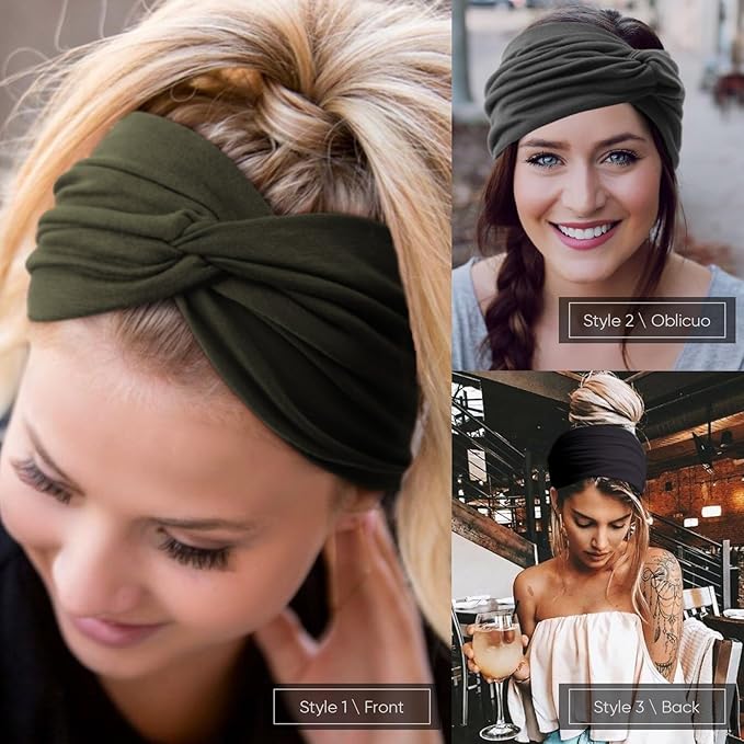 DRESHOW 8 Pcs Wide African Turban Headbands for Women - Vintage Wrap for Sports, Workouts, and Hair Accessories