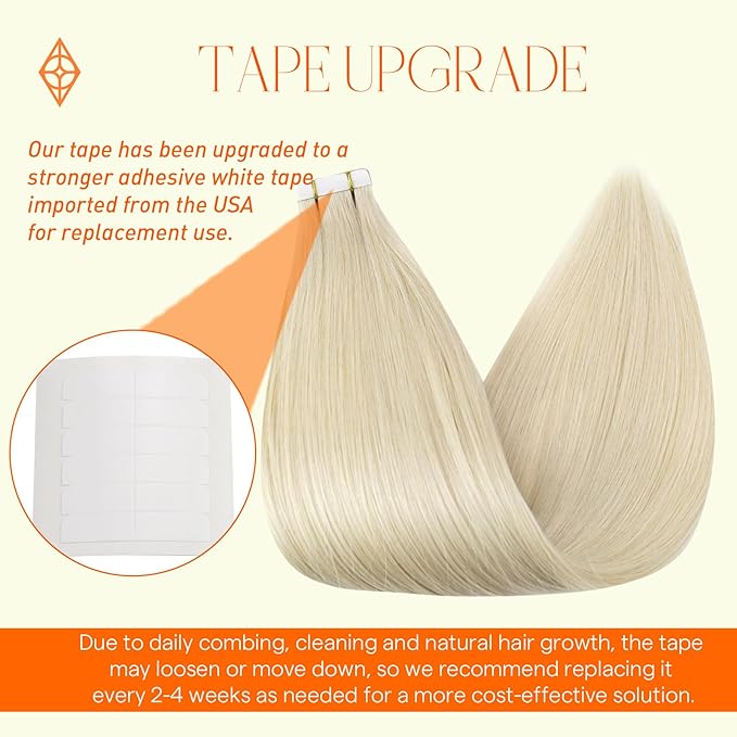 Full Shine Blonde Tape in Hair Extensions Human Hair 12 Inch Seamless Tape in Hair Extensions 60 Platinum Blonde Tape Extensions Soft Natural Tape in Extensions Remy Human Hair 30G Silky 20 Pcs