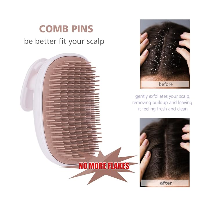 Scalp Massager Shampoo Brush,Scalp Scrubber,Exfoliator for Removing Dandruff & Hair Growth,Detangling Scrubber for All Hair(WhiteBrown)