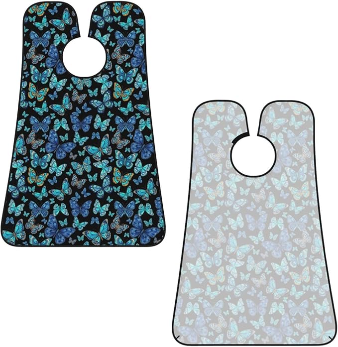 Beard Hair Catcher Bib, Waterproof Non-Stick Grooming Apron for Shaving Trimming, Perfect for Men Dad, Beautiful Butterflies Blue Butterfly Shave Bib