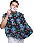 Beard Grooming Cape, Waterproof Hair Catcher for Shaving Trimming, Non-Stick Bib Apron Gifts for Dad Men, Witch Mystery Magic Mushroom Purple Leaf Trippy Mushrooms Shave Bib