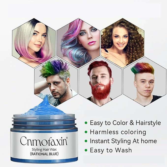 Hair Wax Color,Temporary Green Hair Color Wax,Natural Instant Hairstyle Cream for Kids,Men and Women,Suit for Party,Cosplay,Halloween,Christmas 4.23 oz