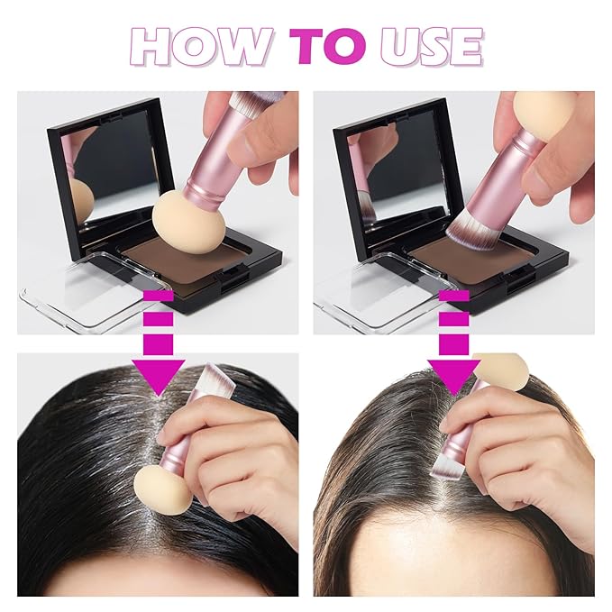 Acomler Root Touch Up Hair Color, Instantly Root Touch Up, Talc-Free Hairline Powder for Thinning, Instantly Gray Hair Cover Up, Hair Powder for Women Men, Includes Makeup Brush (Dark Brown, 0.42oz)
