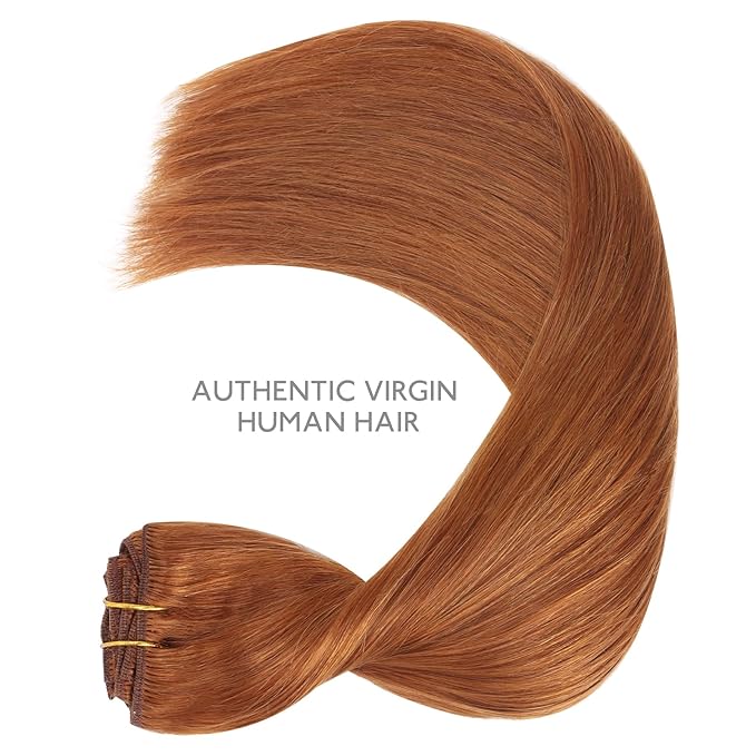 WENNALIFE Clip in Hair Extensions Real Human Hair, 24 Inch 120g 7pcs Clip in Hair Extensions Real Human Hair, Dirty Ginger Human Hair Clip in Extensions Remy Human Hair Extensions Clip Ins Double Weft