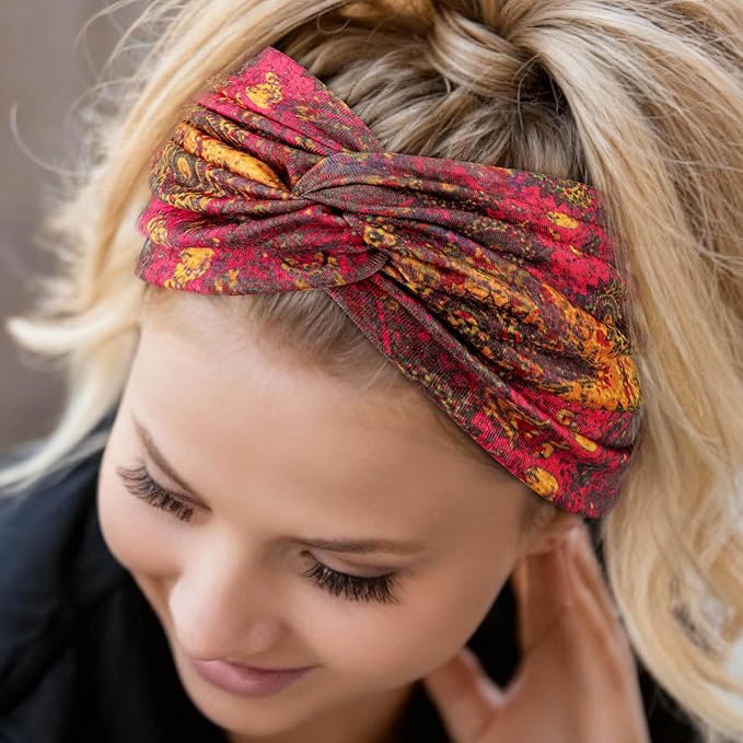 Extra Wide Headbands for Women Large Turban Headband Non Slip Boho Elastic Hairband Hair Twisted Knot Head Bands Accessories