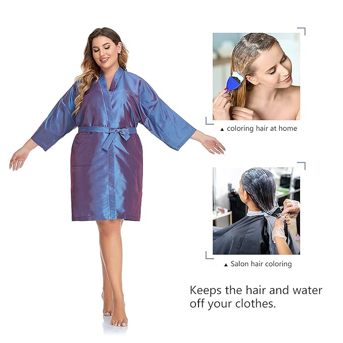 PERFEHAIR Salon Client Gown Cape, Pack of 4, Hairdressing Gown Smock Robes for Hair Stylist to Hair Cutting, Hair Coloring, Makeup-Purple