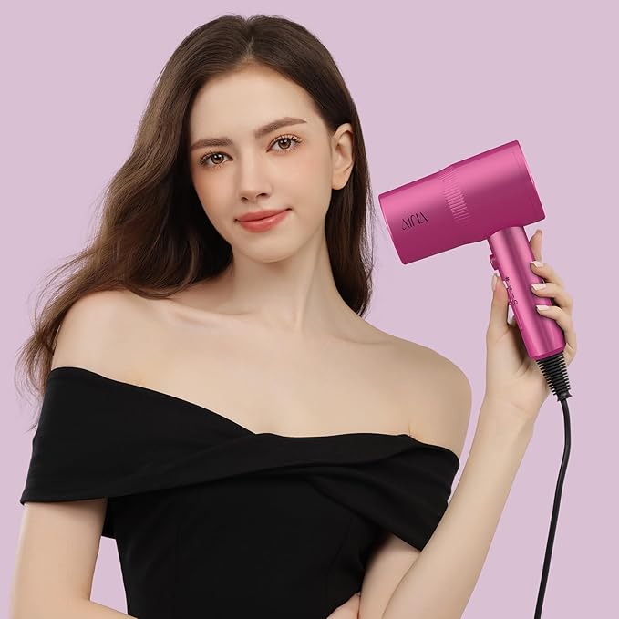 AINA Hair Dryer with Diffuser, Blow Dryer for Women | Advanced Ionic Technology, Ceramic Coating | Cold Shot Features Turbo Heat for Fast Drying and Shine 110V/ALCI (Neon Pink)