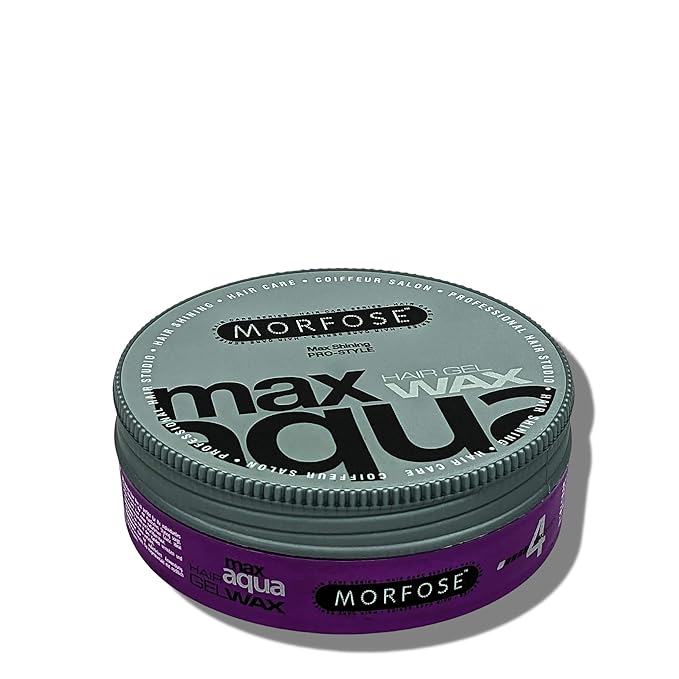 Morfose Max Aqua Hair Gel Wax with Shiny and Strong Flexible 4 Hold, Manage Flyaways, Braids, and Curls, Professional Hair Styling for Women and Men, Papaya Scent, 5.92 Fl. Oz, (max aqua)