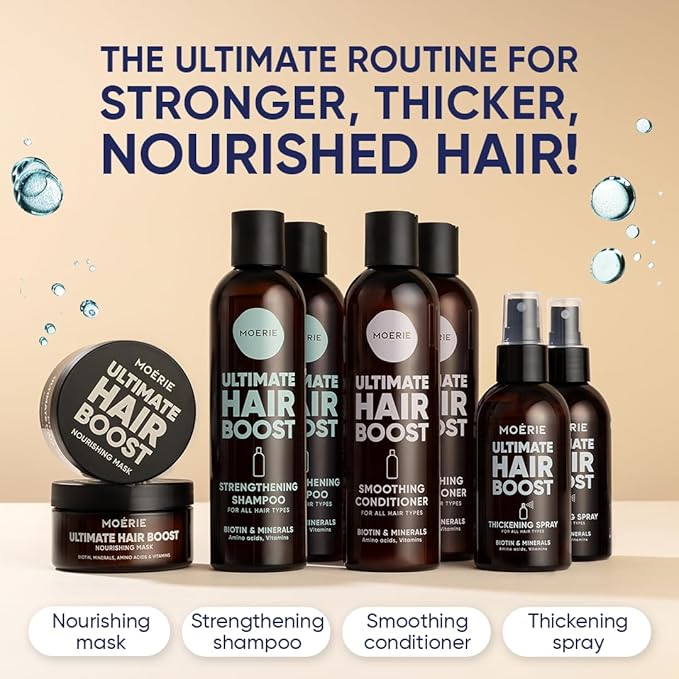 Moerie Volumizing Shampoo and Conditioner for Hair Loss - Thickening Products with Ingredients of Natural Origin - Over 100 Active Ingredients for Thick, Long, Luscious Hair, Double Set