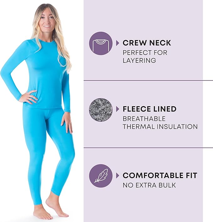 Rocky Thermal Underwear Women Long Johns Womens Thermals Top Bottom Set Fleece Lined Under Wear Clothes Base Layer Thermals