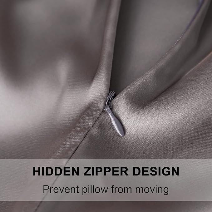 2 Pcs Mulberry Silk Pillowcase for Hair and Skin,Cooling Silk Pillow Case with Hidden Zipper,Allergen Proof Dual Sides Soft Breathable Smooth Silk Pillow Cover for Women(Standard-2PCS,Dark Gray)