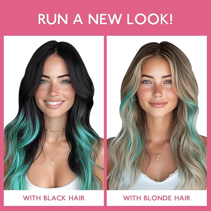 WENNALIFE Teal Green Clip in Hair Extensions Real Human Hair 35g 6pcs 16 Inch Colored Hair Extensions for Kids Women Colorful Hair Pieces Pop-up Style Straight Extensiones De Cabello Humano Con Clip