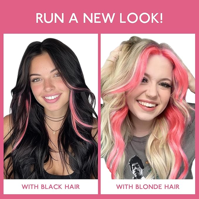 WENNALIFE Light Pink Clip in Hair Extensions Real Human Hair 35g 6pcs 22 Inch Colored Hair Extensions for Kids Women Colorful Hair Pieces Pop-up Style Straight Extensiones De Cabello Humano Con Clip