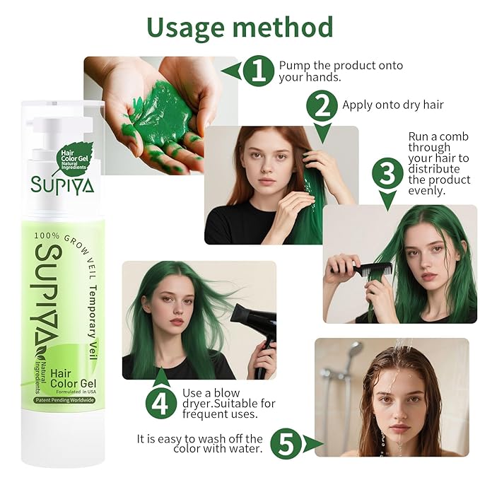 Temporary Hair Styling Color Serum, Green Blue Purple Red Hair Dye Color Gel Washable Natural Instant Hair Color Wax for DIY Hairstyle for Kids Men Women(Black#4)