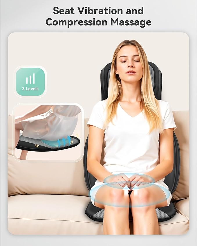 Snailax Full Body Massage Chair Pad, Neck Back Massager with Heat, Customizable 4D Shiatsu,Spot,Rolling,Vibration, Lumbar & Hip Compress Massage Seat for Home Office, Gifts for Dad,Mom