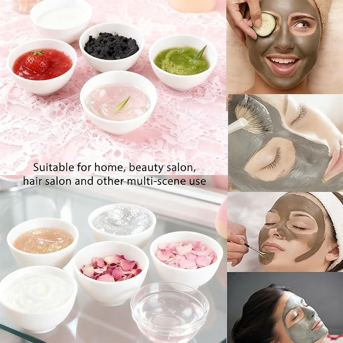 5-Piece Silicone Mixing Bowl Set, 3.3-Inch Microwaveable Silicone Bowls for Facial Masks, Mud Masks, and Other Skin Care Products Facial Bowls for Estheticians. (White)