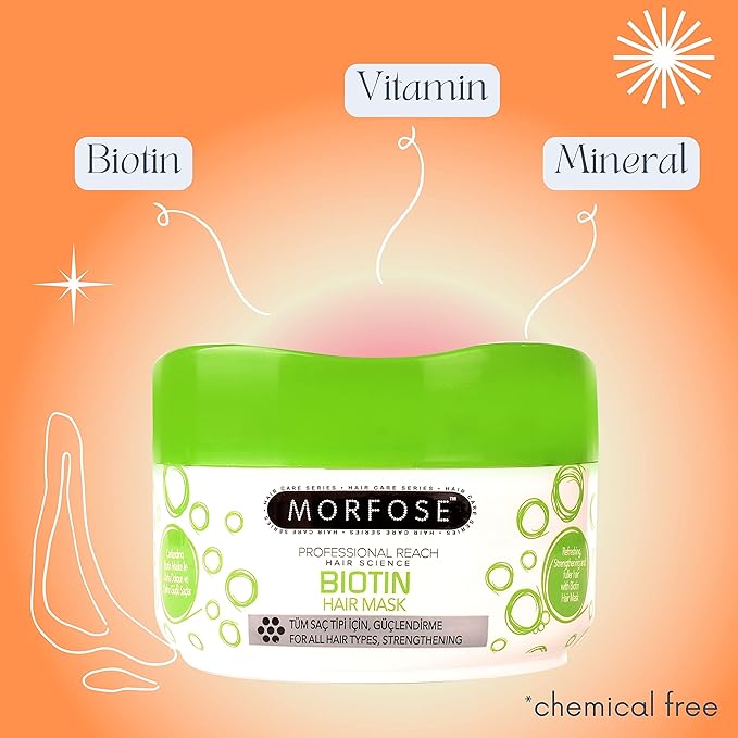 Morfose Professional Biotin Hair Mask for Dry, Damaged, or Brittle Strands, Repairs and Protects, Soft, Smooth and Healthy Hair, reduces Brakage and Split-Ends, (large, 16.9 Fl Oz)
