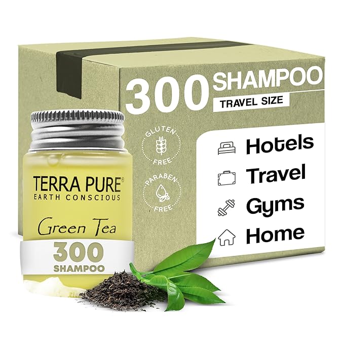 Terra Pure Shampoo, Travel Size Hotel Amenities, 1 oz. (Case of 300)