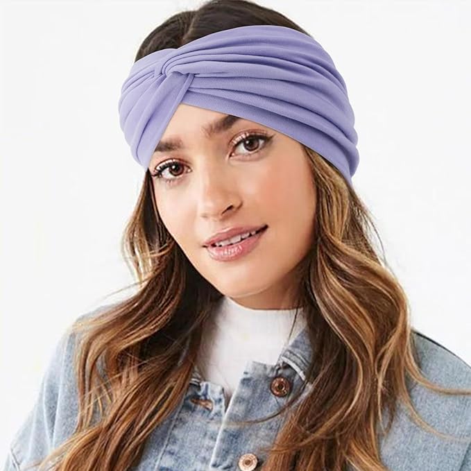 DRESHOW 4 Pack Turban Headbands for Women Wide Vintage Head Wraps Knotted Cute Hair Band Accessories