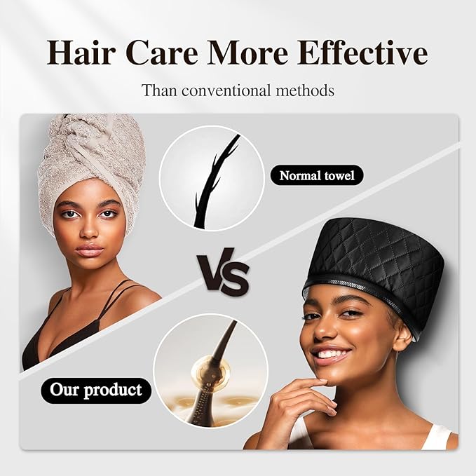 Heat Cap for Deep Conditioning: 10-Level Heats Up Quickly 3 Time Settings Hair Steamer for Natural Hair Home Use Thermal Steam Cap for Black Hair Portable Heating Caps