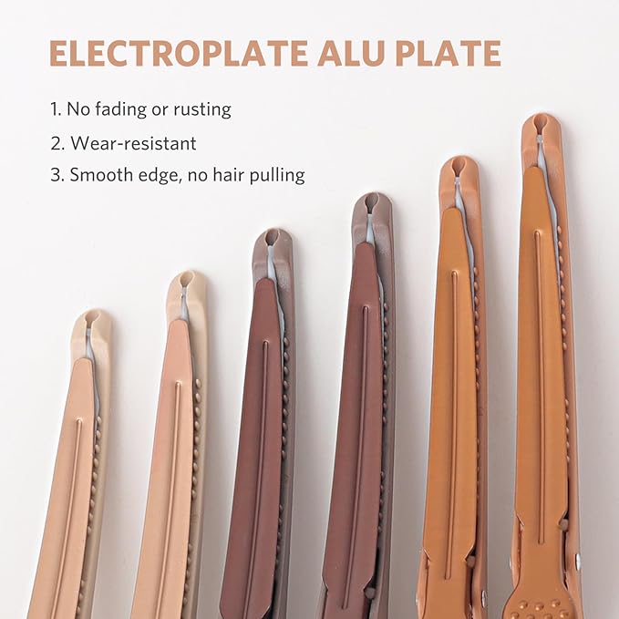 Sndyi 6pcs Neutral Sectioning and Styling Clips - Non-Slip Duck Billed With Silicone Band for Salon, Hairdresser, Barber Use