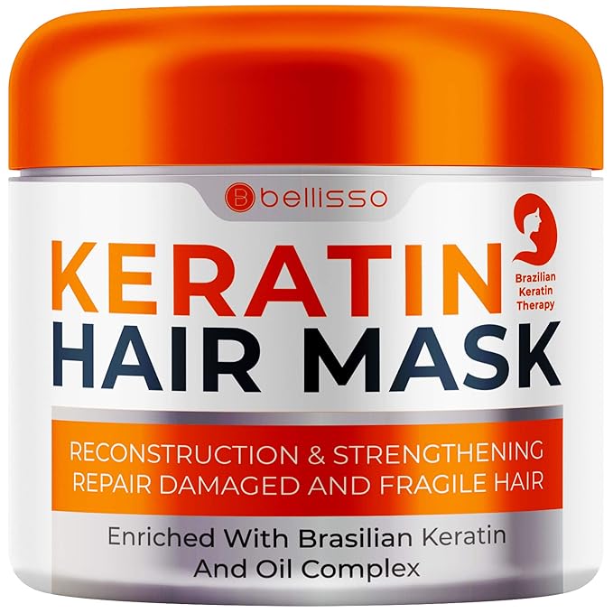 Keratin Hair Mask - Sulfate Free Hydrating Deep Conditioner Treatment for Dry, Damaged and Split Ends - Moisture for Frizzy and Curly Hair - For Women and Men - Moisturizer Care to Repair Damage