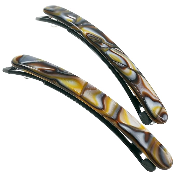 Camila Paris CP3373 French Hair Barrettes Clips for Women, Handmade, Girls Side Slide-in Barrette Clip, Hair Accessories for Women. Strong Hold No Slip Grip Fashion Durable Styling, Made in France