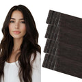 COOKAYU Invisible Tape in Hair Extensions, Darkest Brown 22Inch 50g 20pcs Seamless Invisi Edge Tape in Human Hair Straight Invisible Hair Extensions