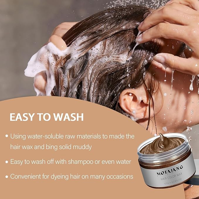 Acomler Temporary Hair Color Wax, Kids Women Brown Hair Spray, Natural Washable Hair Wax Color, 4.23 Ounces Hair Color Spray Dye Pomades for Christmas Parties, Role Playing, Cosplay, Halloween (Brown)