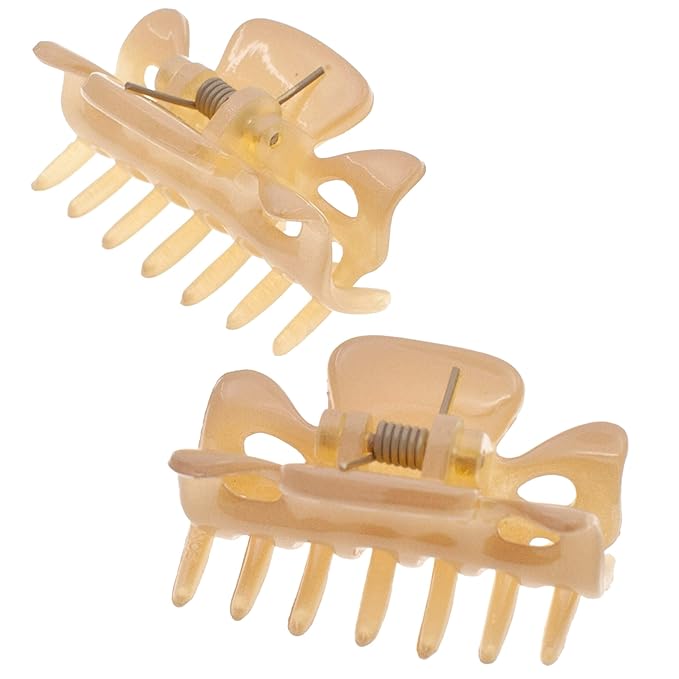 Camila Paris CP3047 French Hair Clip for Women, 1.5 inch Set of 2 Beige Girls Hair Claw Clips Jaw Fashion Durable Styling Hair Accessories for Women, Strong Hold No Slip Grip, Made in France