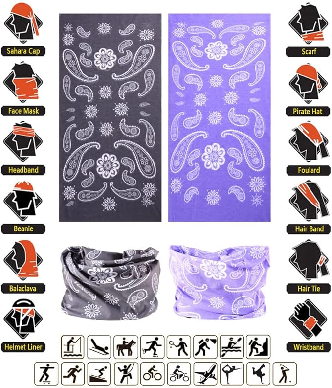 Headband Neck Gaiter Head Wrap Headwear Face Mask Magic Scarf Bandana for Men and Women