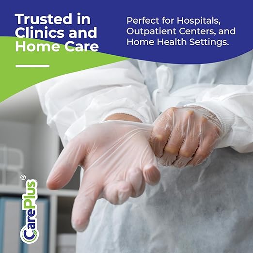 Pro Vinyl Clear Gloves - Extra Large Size, 100 Count | Latex-Free, Powder-Free, Heavy Duty, Non-Sterile, | Food Prep, Kitchen & Cleaning Gloves, Hair Coloring | Ideal for Professional Use