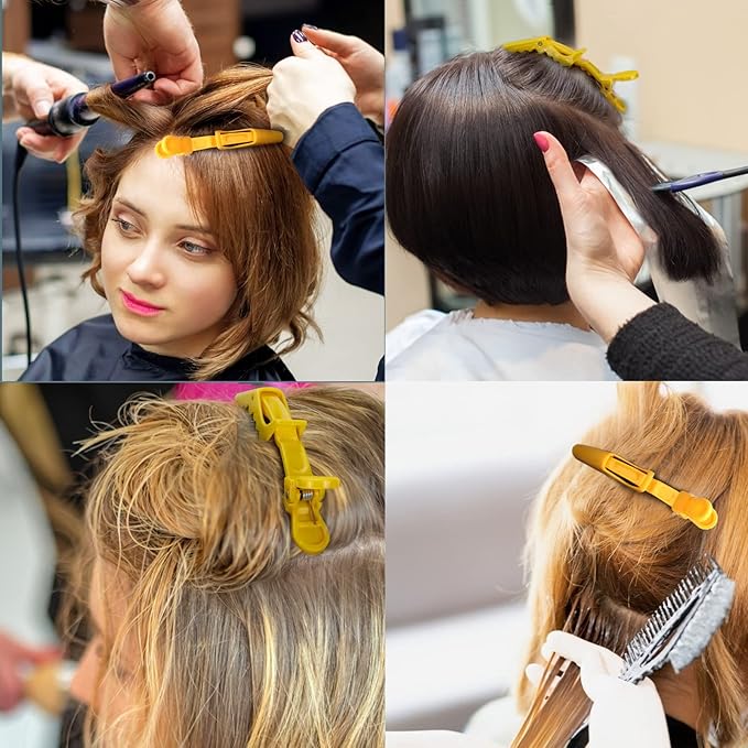 Ondder 14 Pcs Yellow Hair Sectioning Clips - Alligator Hair Clips for Coloring, Cutting and Styling Hair Accessories for Women, Men, Girls, Teens