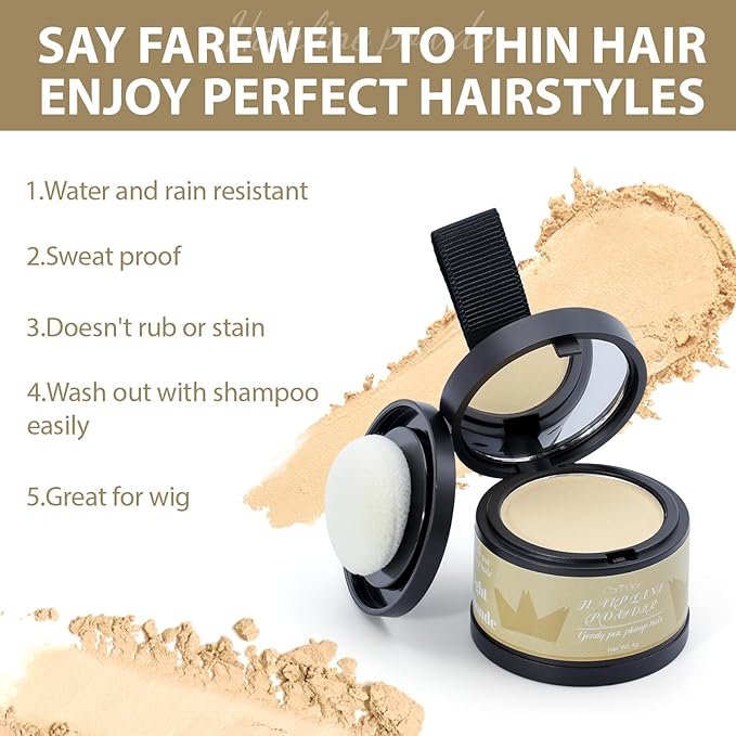 2 Pack Hairline Powder for Women and Men,Used to Root Touch Up Hair Color, Thinning Hair,Gray Hair Coverage and Bald Spots Coverage, Light Blonde