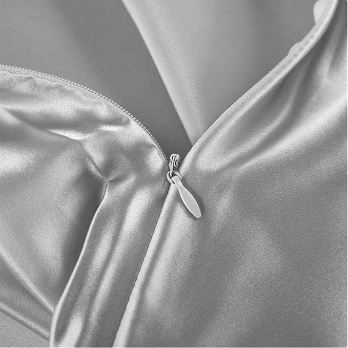 Gray Silk Pillowcase for Women Made in USA, Anti Wrinkle Silk Pillow Cases Queen with Zipper, 6A Grade 22 Momme, 100% Organic,1 Pc 20"x30" (Queen, Grey)