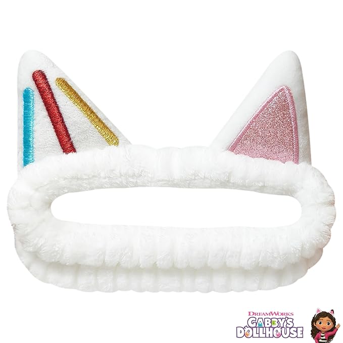 LUV HER Kids Hair Brush & Spa Headband Set for Girls - with Gabby's Dollhouse characther Cakey - Fun Grooming Kit for Detangling, Styling & Skincare - Soft & Stretchy One Size, Ages 3+