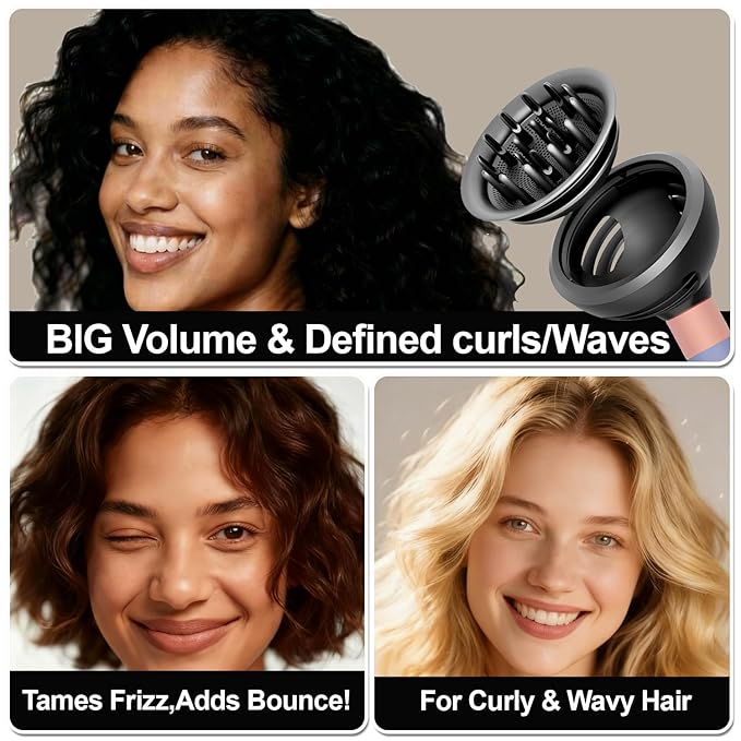 Upgraded Curl Wave Hair Diffuser Attachment for Dyson Airwrap,HS01 HS05 HS08–Enhances Natural Curls, Adds Volume & Shine | Gentle Heat Protection | Ideal Styling Tool for Wavy & Curly Hair Women