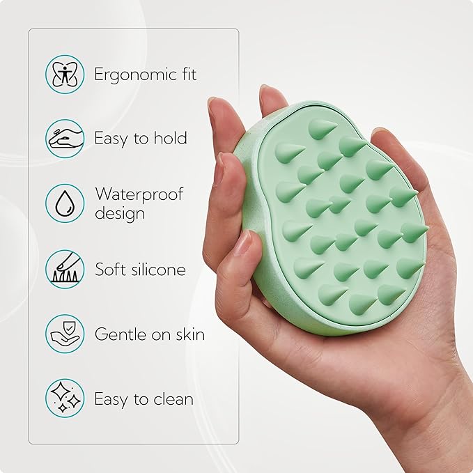 HEETA Scalp Massager 2 Pack for Hair Growth, Soft Silicone Bristles to Remove Dandruff and Relieve Itching, Scalp Scrubber for Hair Care, Shampoo Brush for Wet Dry, Pink & Green