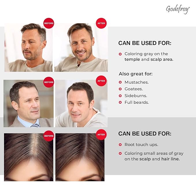 Godefroy Hair Color Tint Kit 20 Application and 4 oz Coloring Stain Remover Combo, Complete Coverage of Gray Hair Roots, Salon Quality Results - Dark Brown