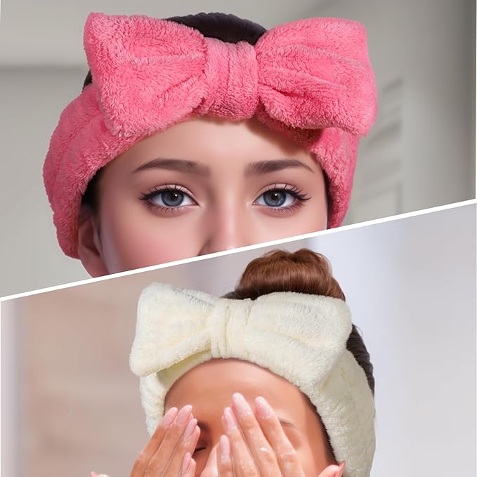 Teenitor 5 Pack Spa Headband for Washing Face, Girls Makeup Headband, Bow Tie Hair Band, Microfiber Women Skincare Headbands for Cosmestic Facial Sports Yoga